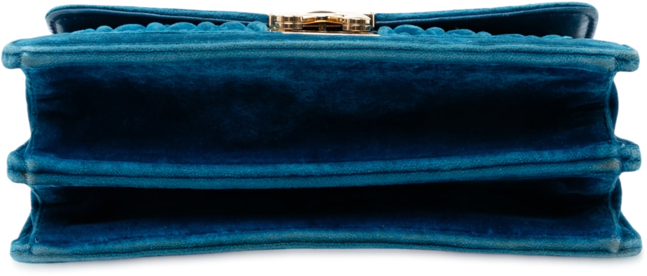 Miu Miu Velluto Matelasse Confidential Chain Crossbody Blauw