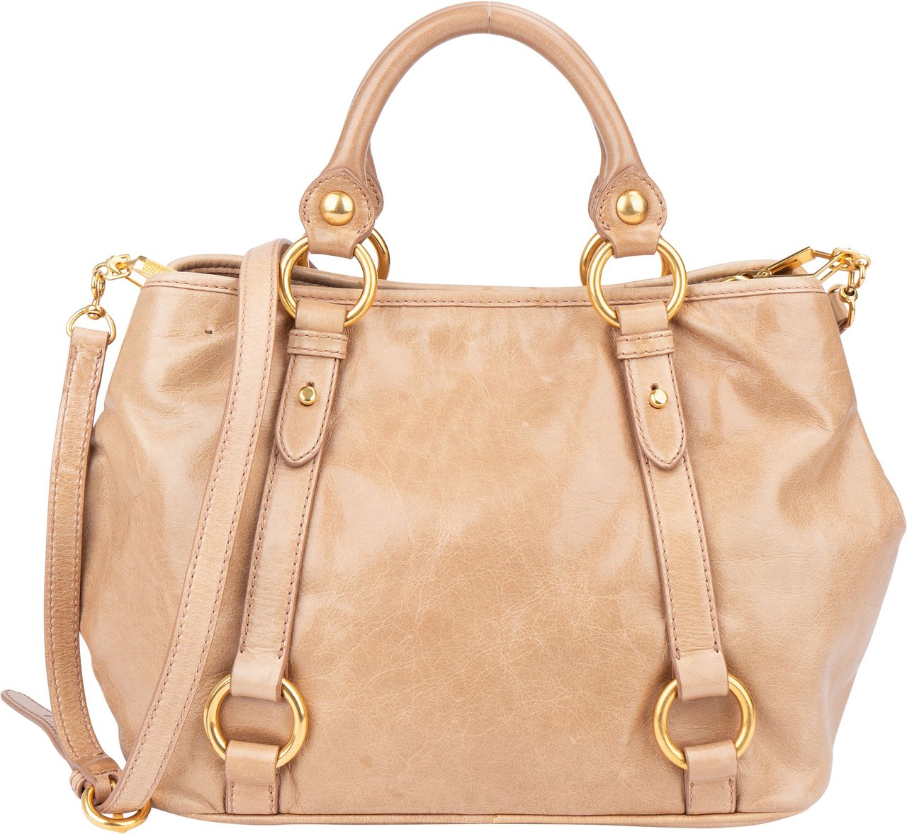 Miu Miu Miu Miu Classic Leather City Handbag Beige