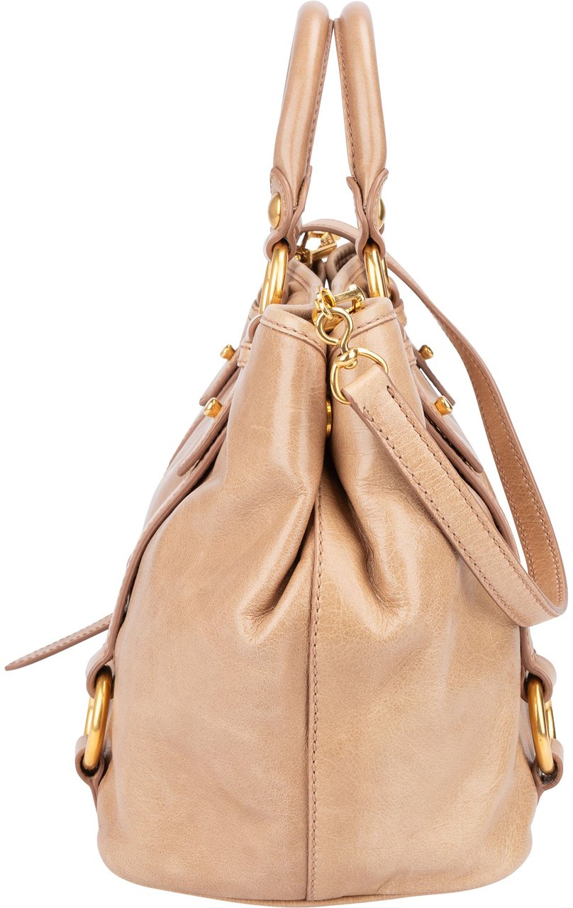 Miu Miu Miu Miu Classic Leather City Handbag Beige