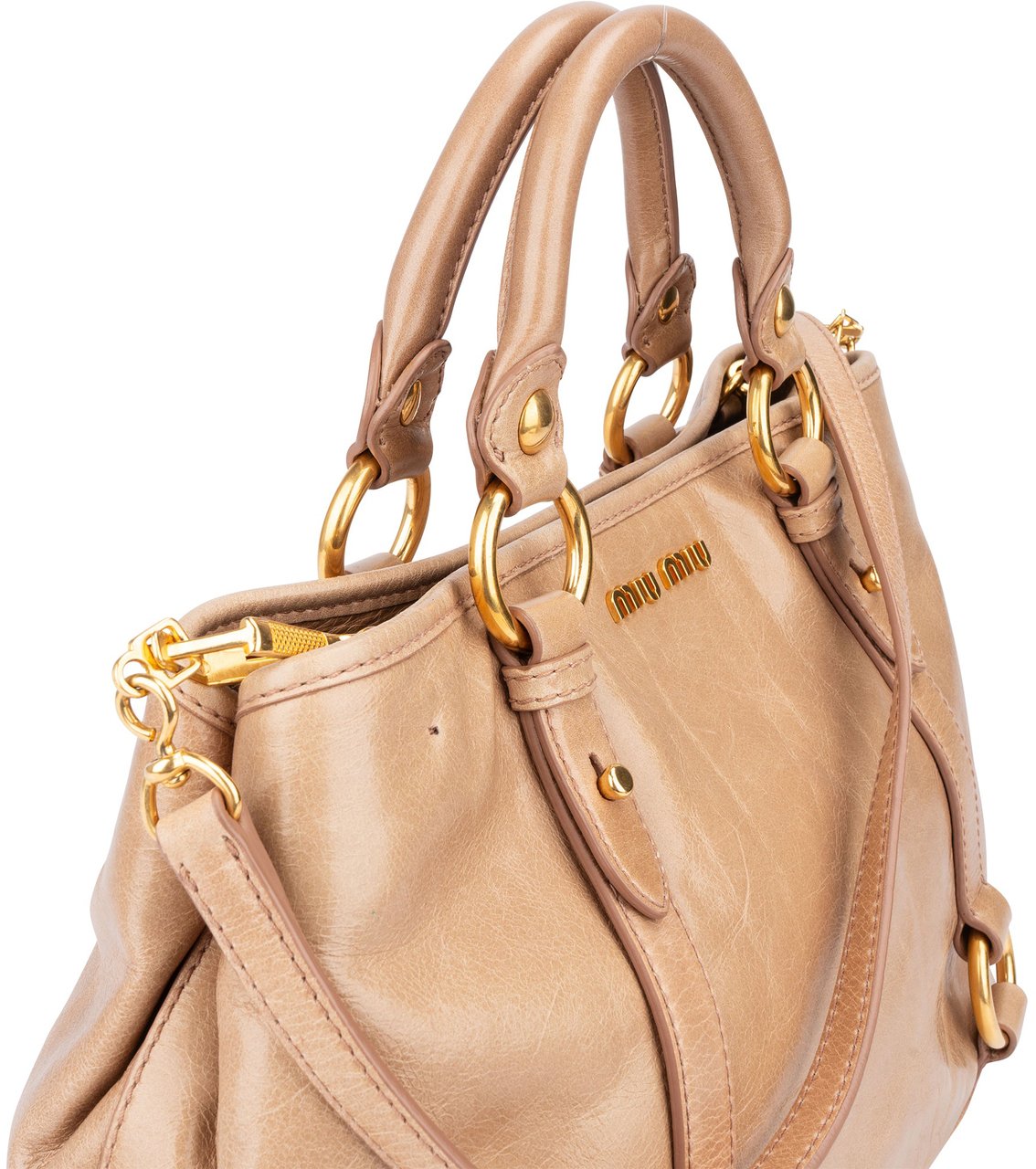 Miu Miu Miu Miu Classic Leather City Handbag Beige