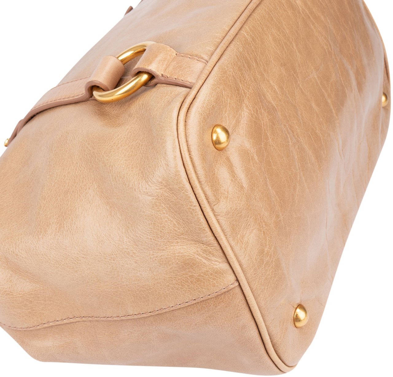 Miu Miu Miu Miu Classic Leather City Handbag Beige