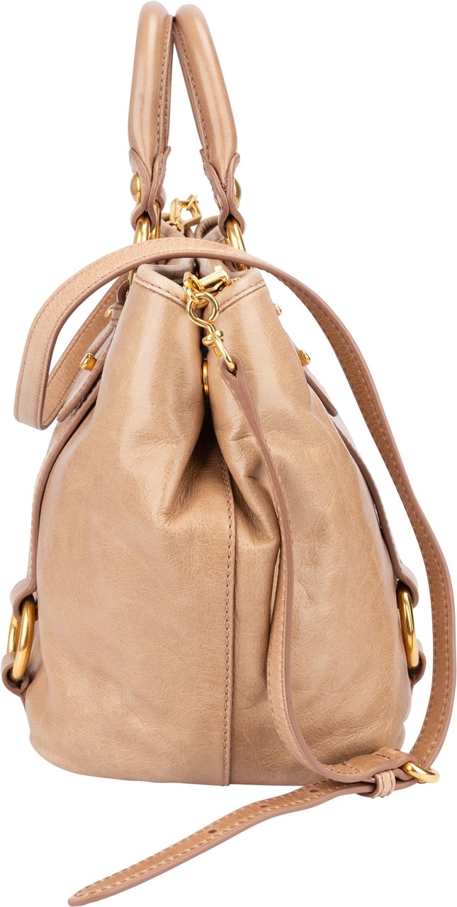 Miu Miu Miu Miu Classic Leather City Handbag Beige