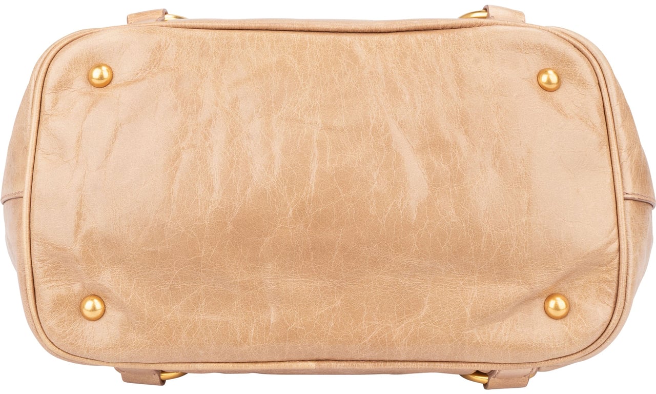 Miu Miu Miu Miu Classic Leather City Handbag Beige