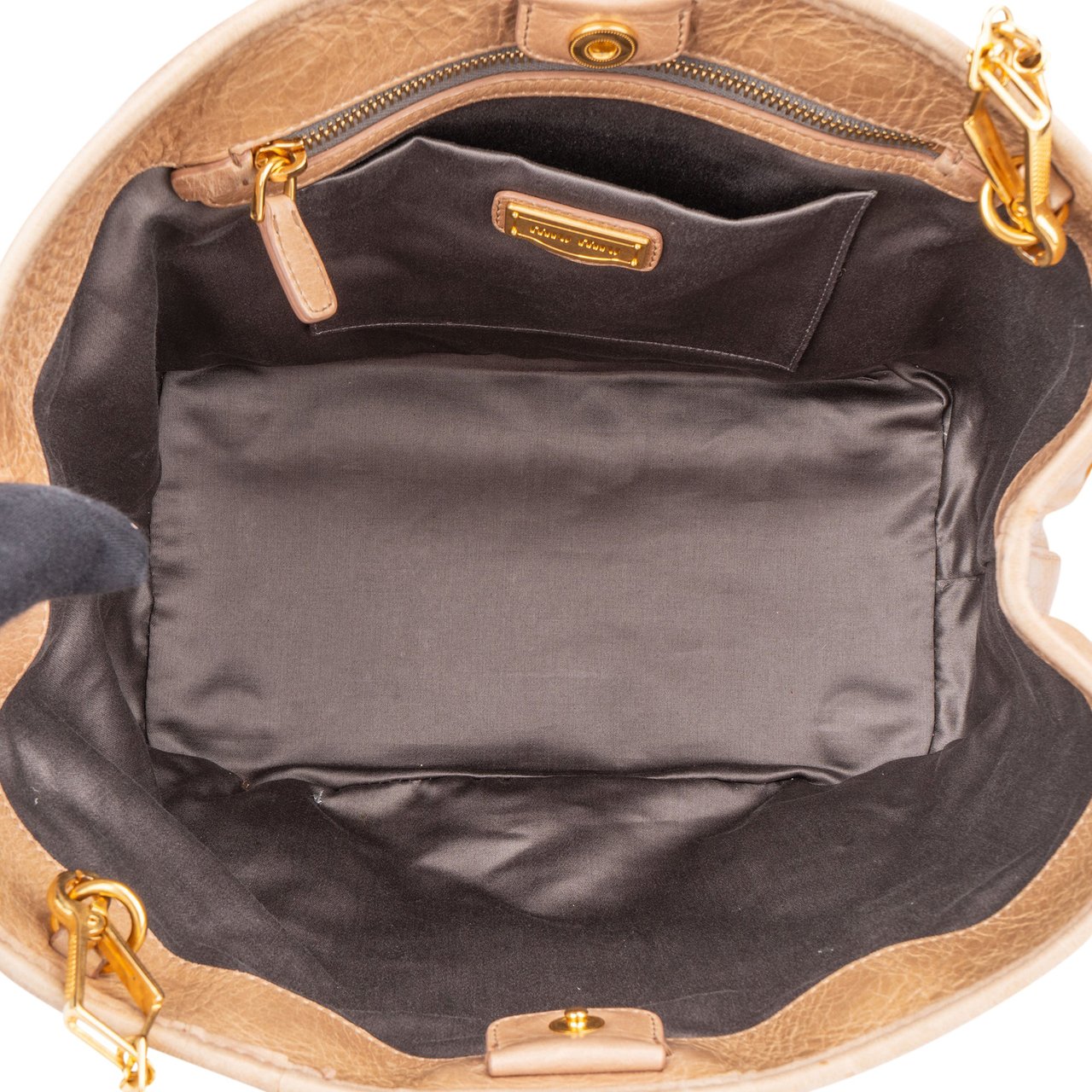 Miu Miu Miu Miu Classic Leather City Handbag Beige