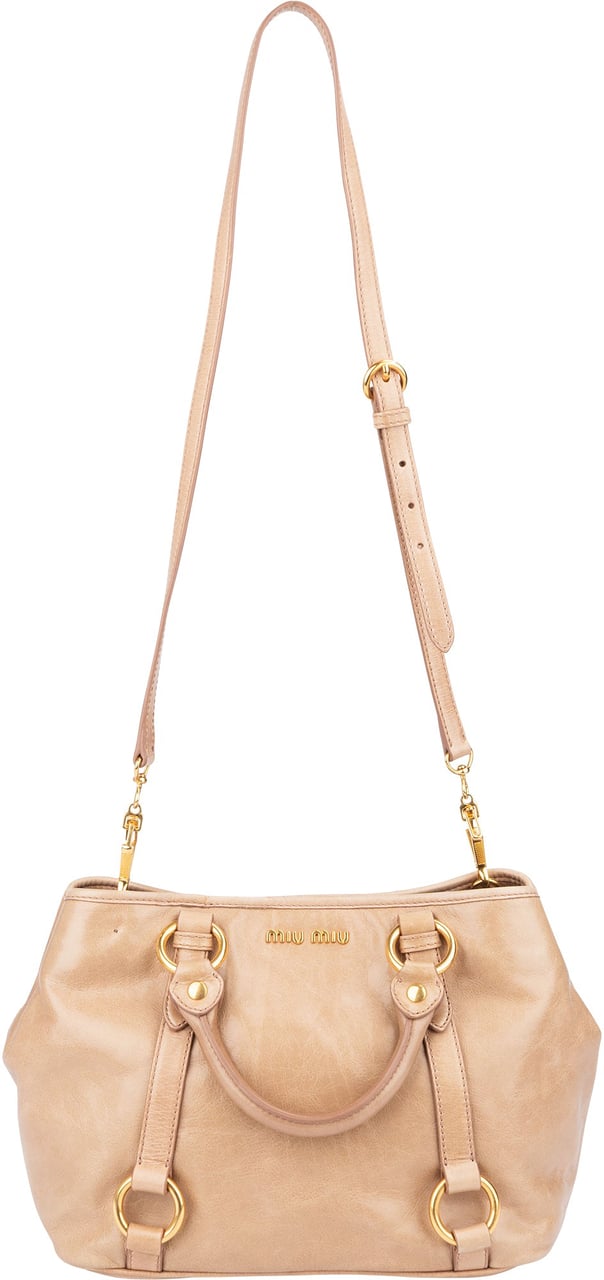 Miu Miu Miu Miu Classic Leather City Handbag Beige