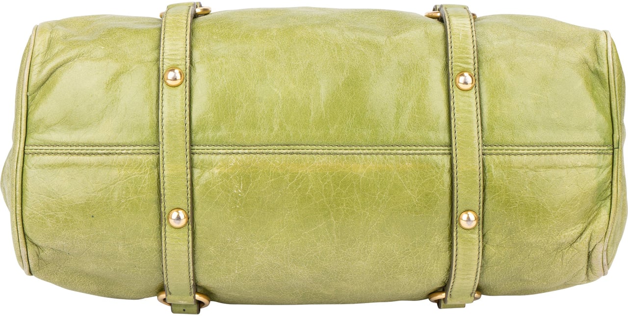 Miu Miu Miu Miu Green Leather City Handbag Groen