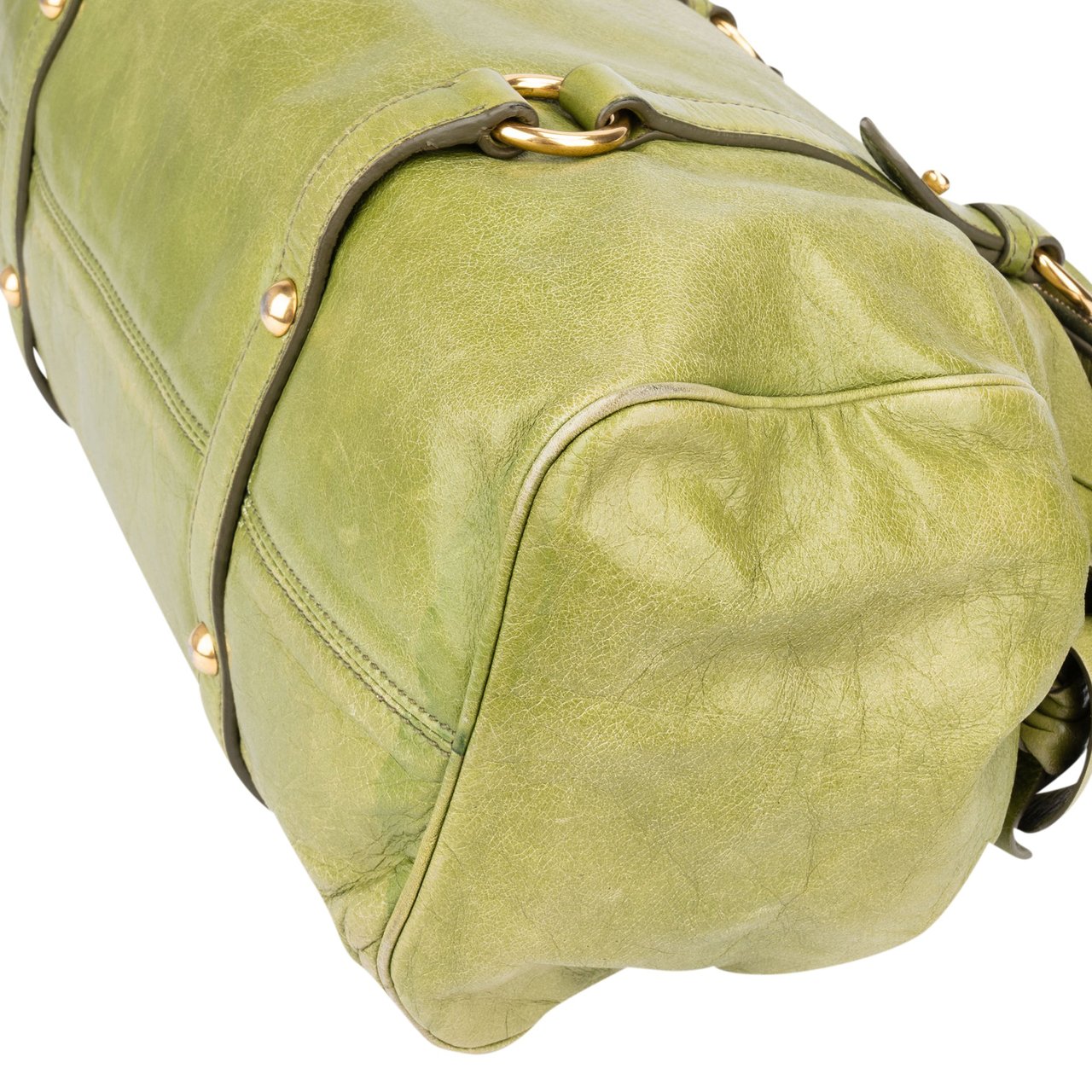 Miu Miu Miu Miu Green Leather City Handbag Groen