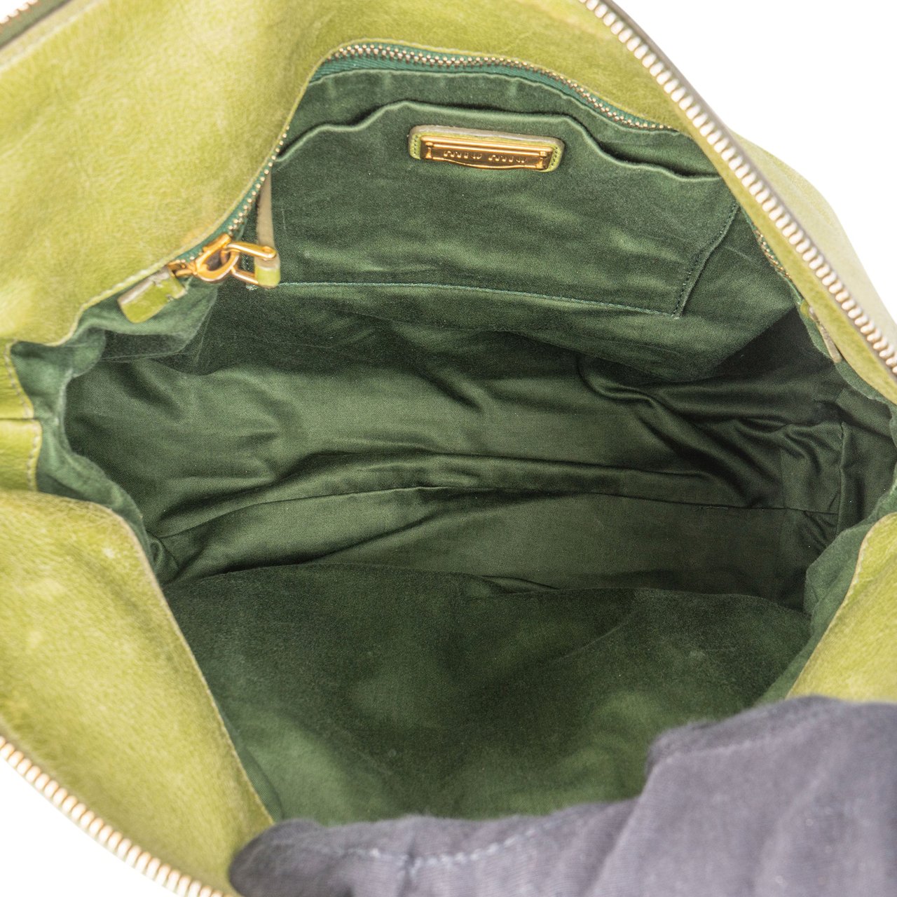 Miu Miu Miu Miu Green Leather City Handbag Groen