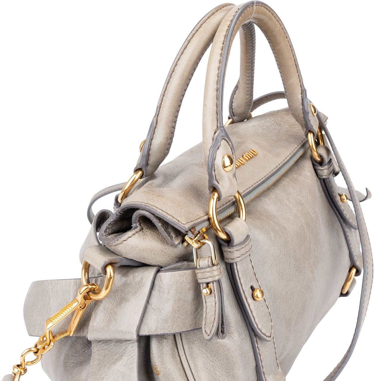 Miu Miu Miu Miu Leather City Handbag Blauw