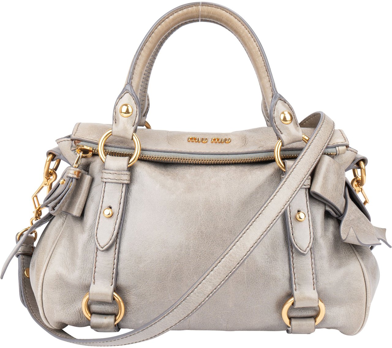 Miu Miu Miu Miu Leather City Handbag Blauw