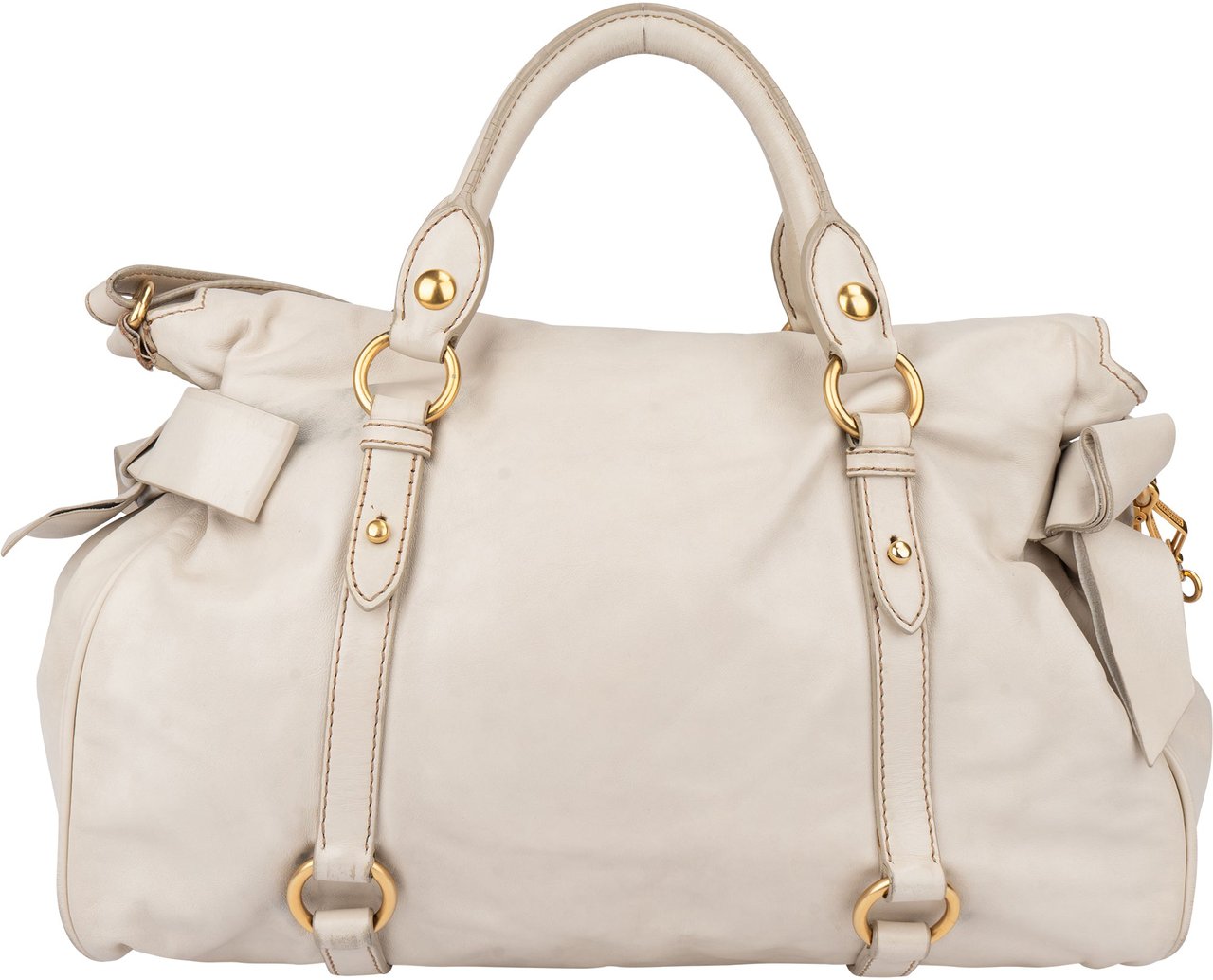 Miu Miu Miu Miu Classic Leather City Handbag Wit
