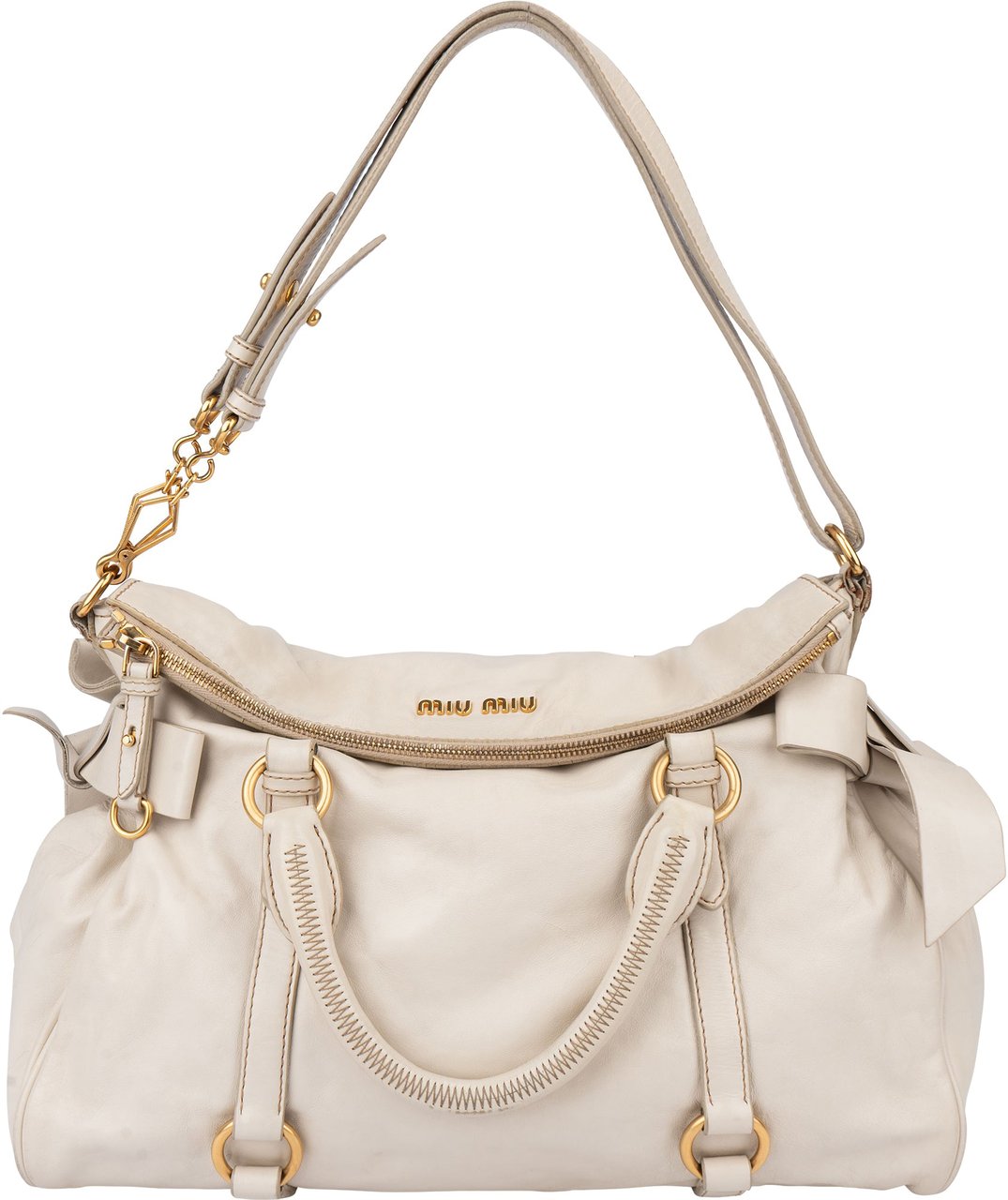 Miu Miu Miu Miu Classic Leather City Handbag Wit