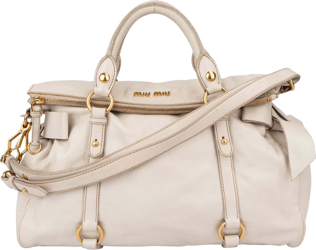 Miu Miu Miu Miu Classic Leather City Handbag Wit