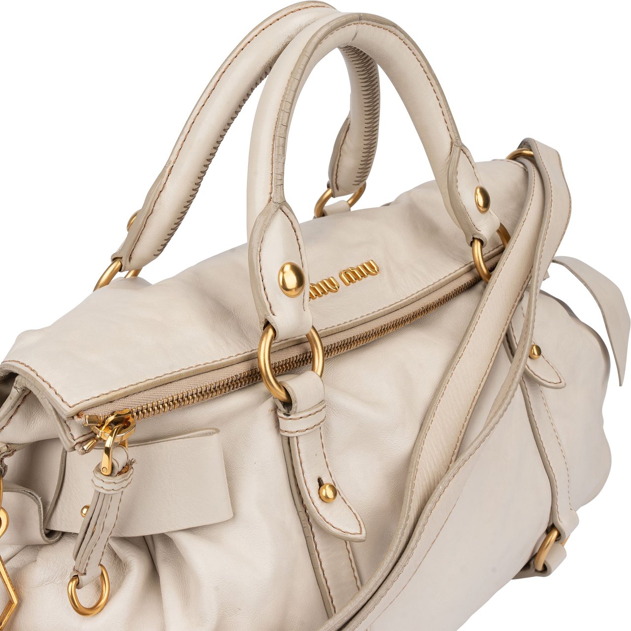 Miu Miu Miu Miu Classic Leather City Handbag Wit