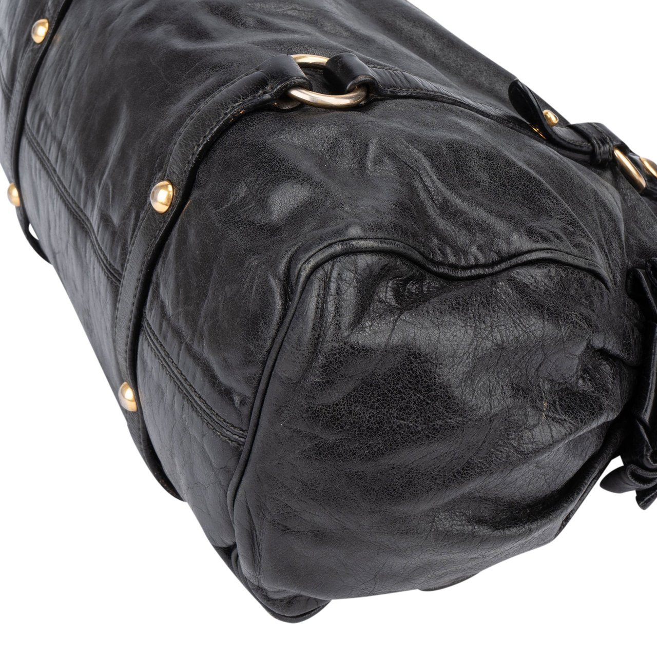 Miu Miu Miu Miu Black Leather City Handbag Zwart