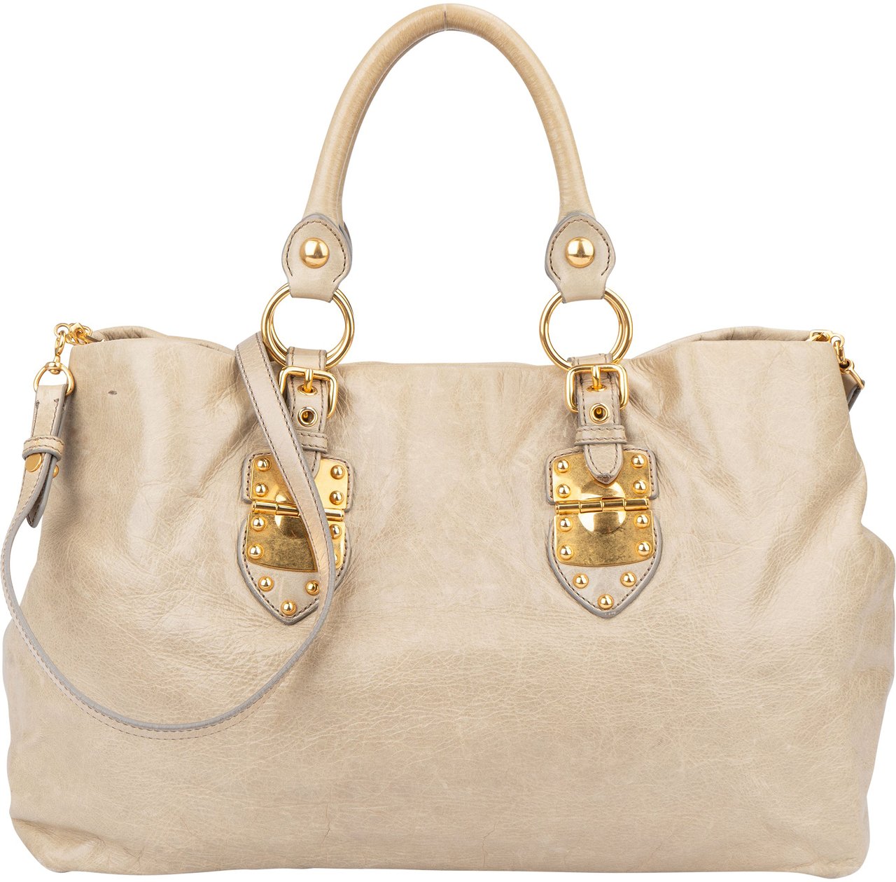 Miu Miu Miu Miu Classic Leather City Handbag Groen