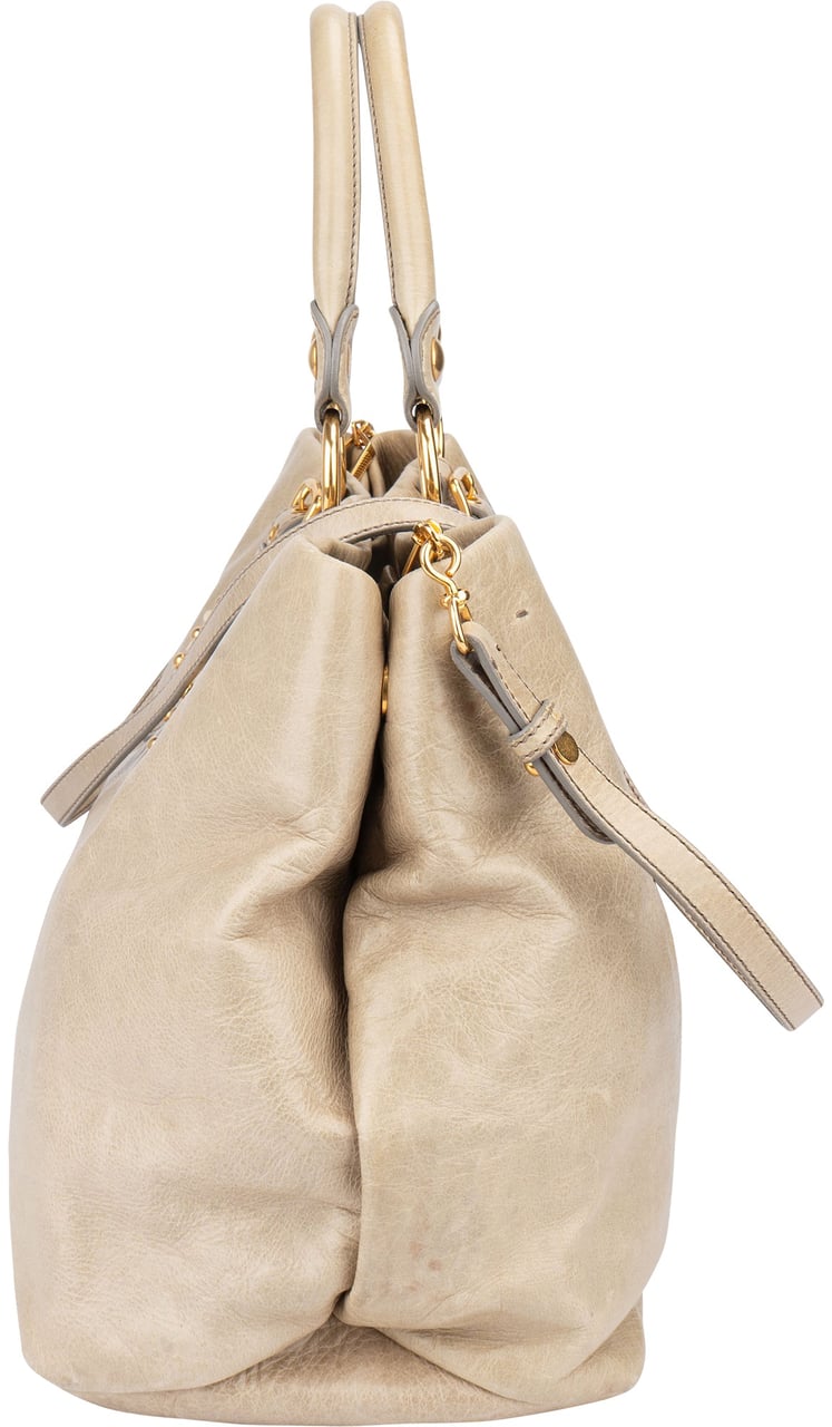 Miu Miu Miu Miu Classic Leather City Handbag Groen