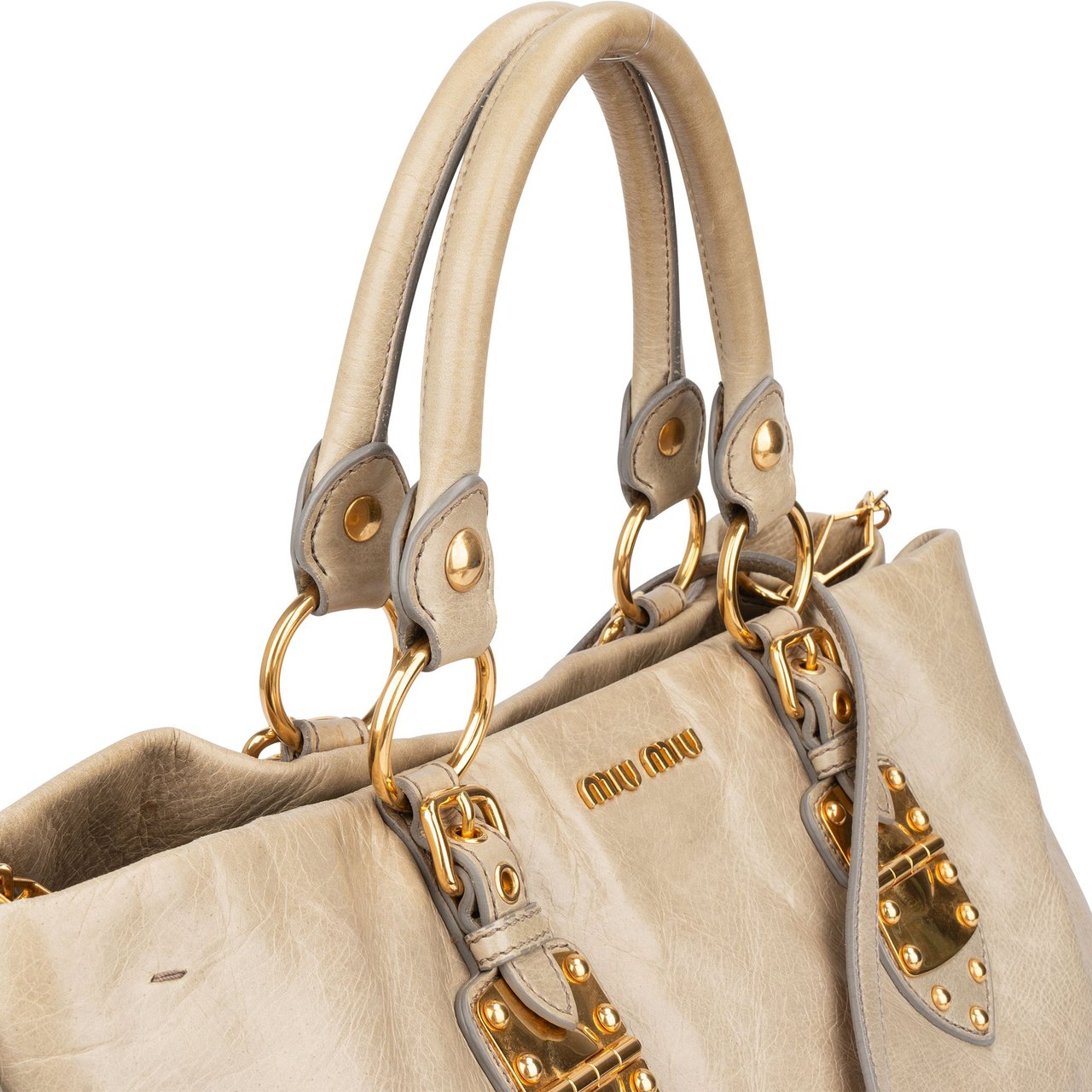 Miu Miu Miu Miu Classic Leather City Handbag Groen