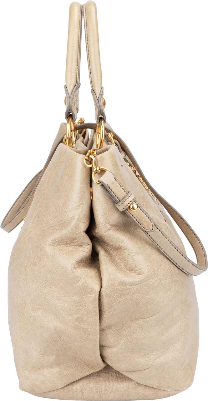 Miu Miu Miu Miu Classic Leather City Handbag Groen