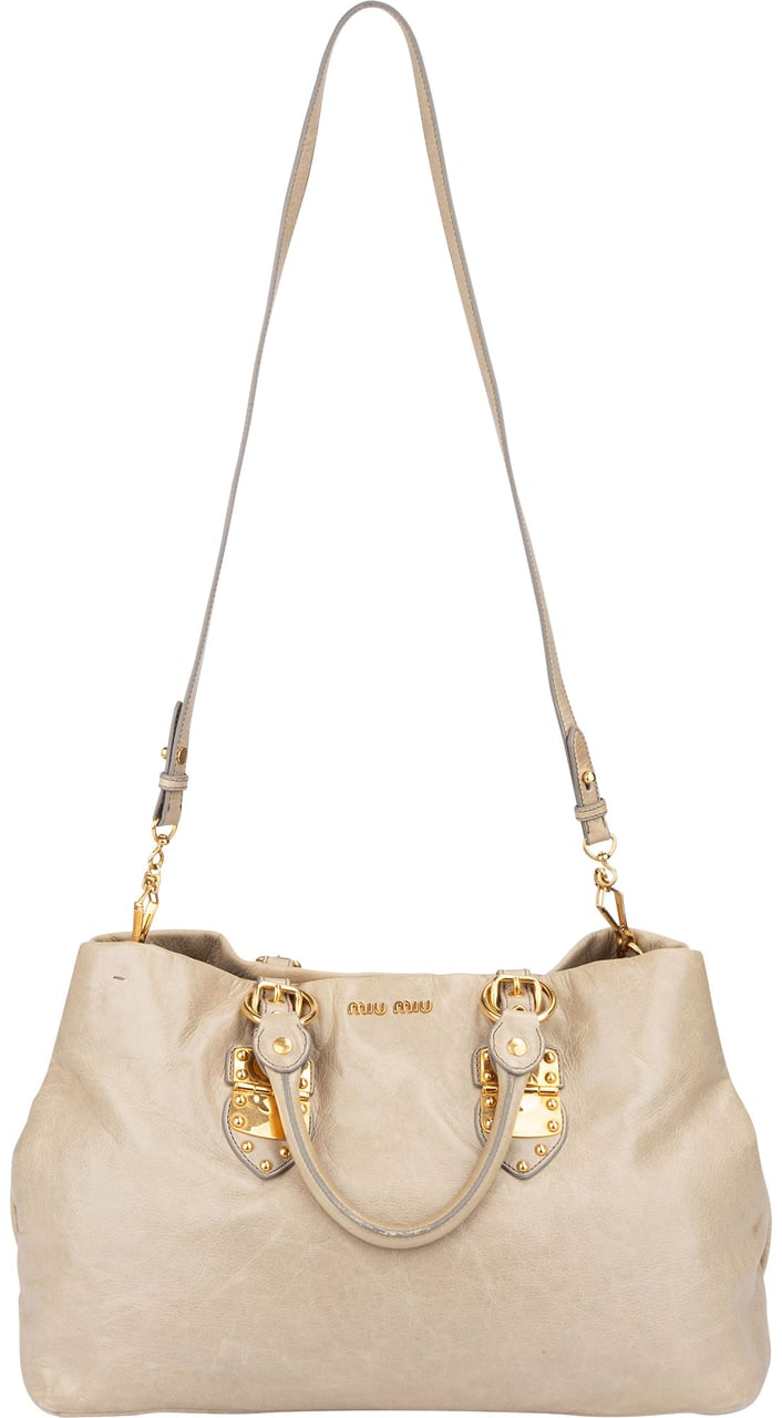 Miu Miu Miu Miu Classic Leather City Handbag Groen