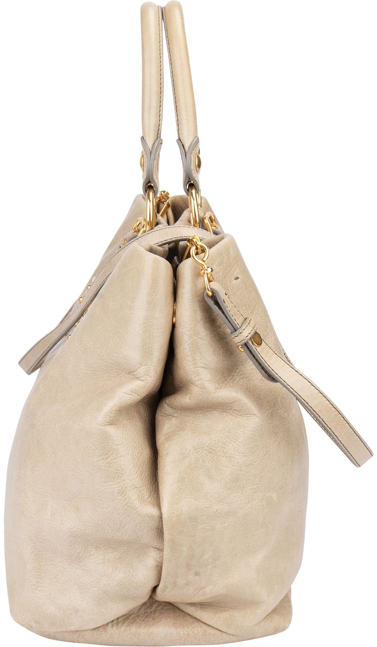 Miu Miu Miu Miu Classic Leather City Handbag Groen