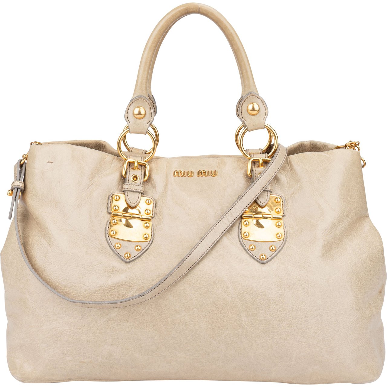 Miu Miu Miu Miu Classic Leather City Handbag Groen
