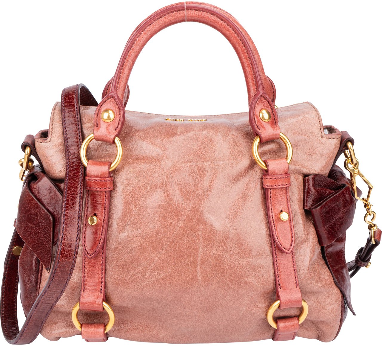 Miu Miu Miu Miu Tricolor Leather City Handbag Roze