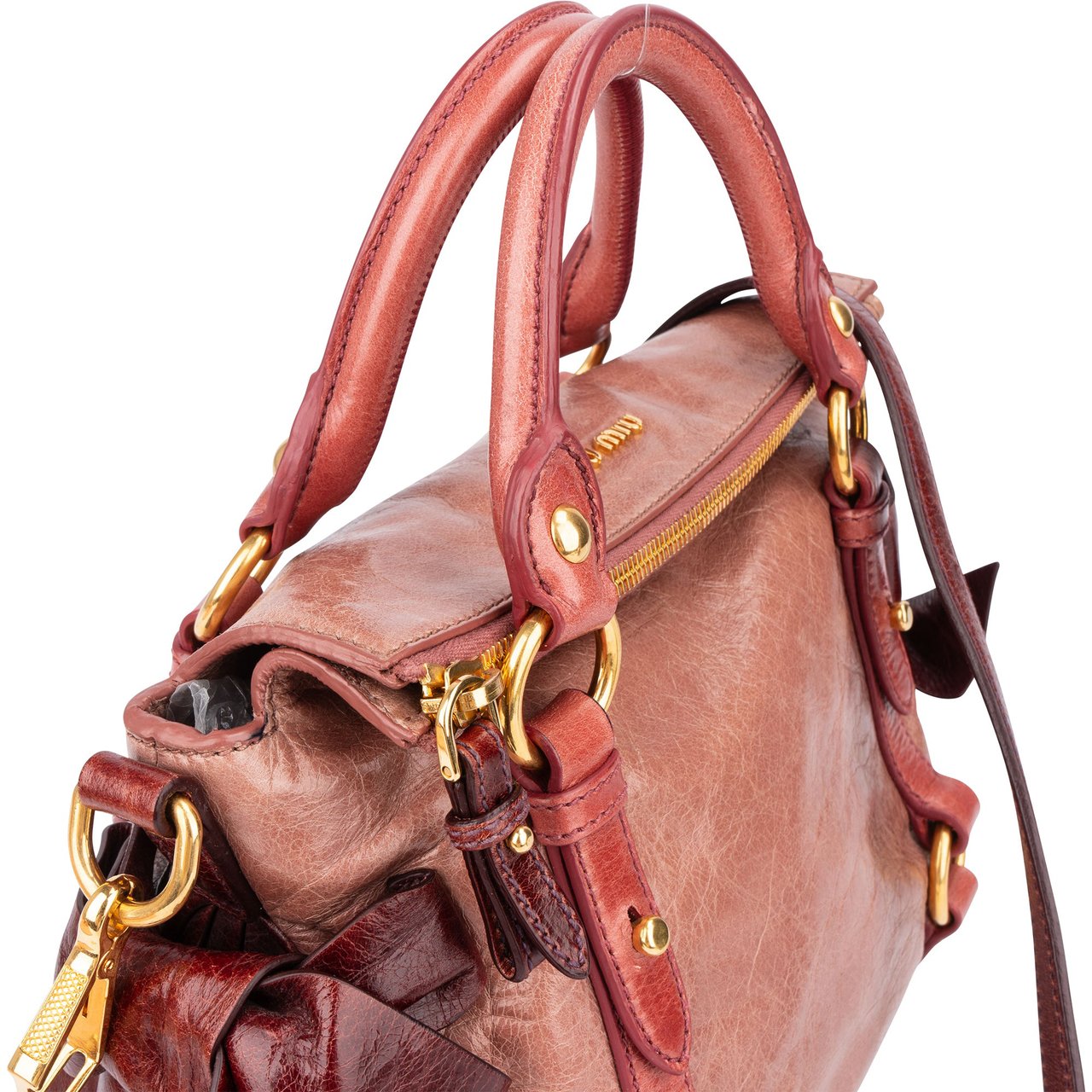 Miu Miu Miu Miu Tricolor Leather City Handbag Roze