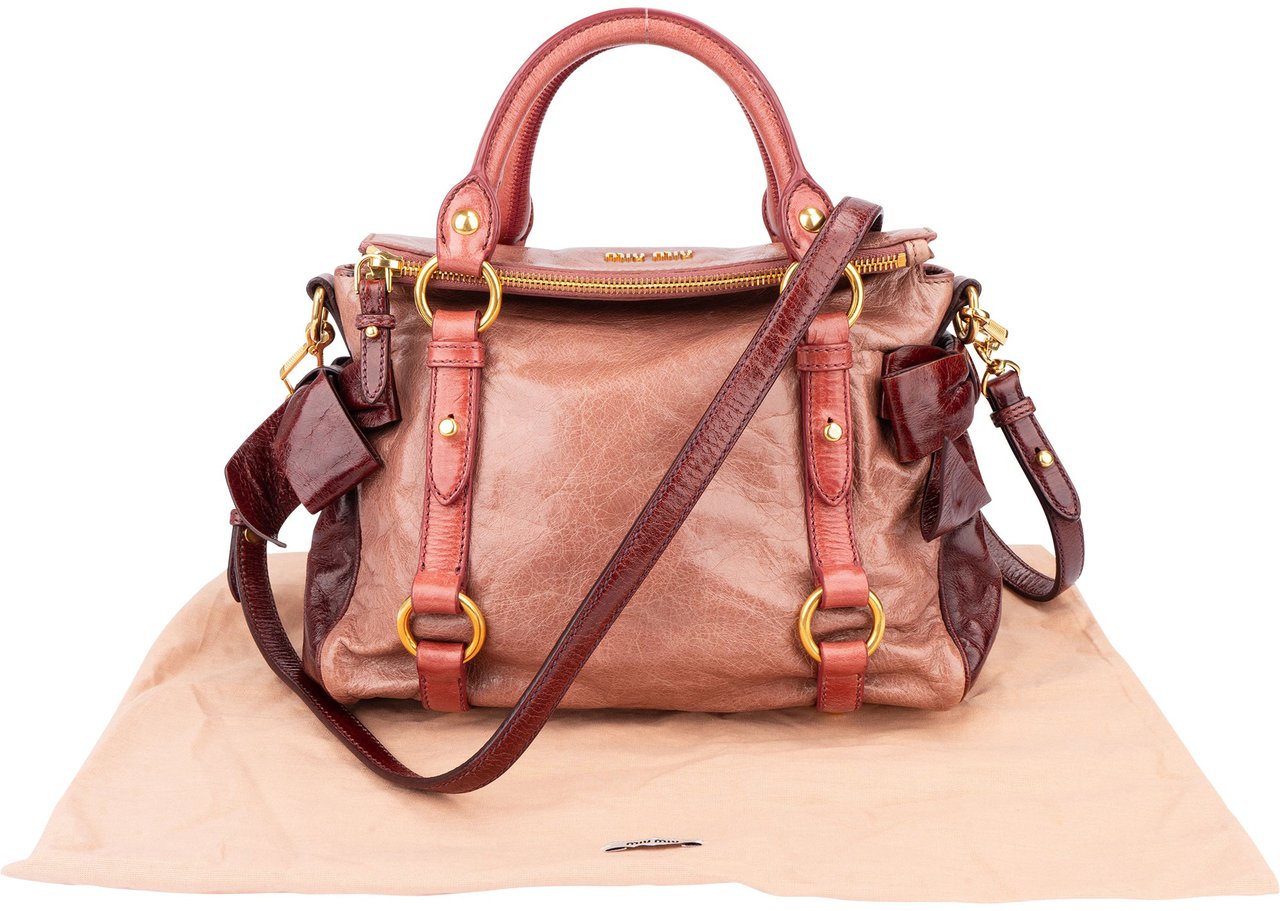 Miu Miu Miu Miu Tricolor Leather City Handbag Roze