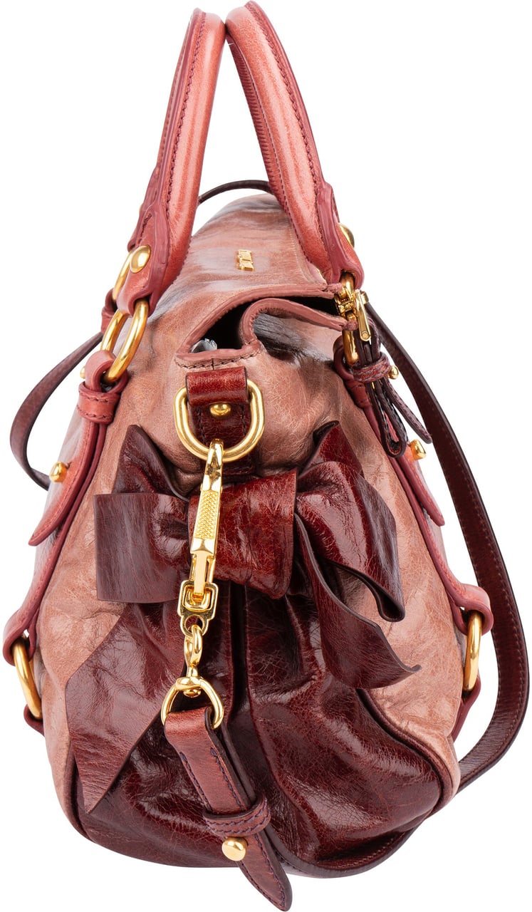 Miu Miu Miu Miu Tricolor Leather City Handbag Roze