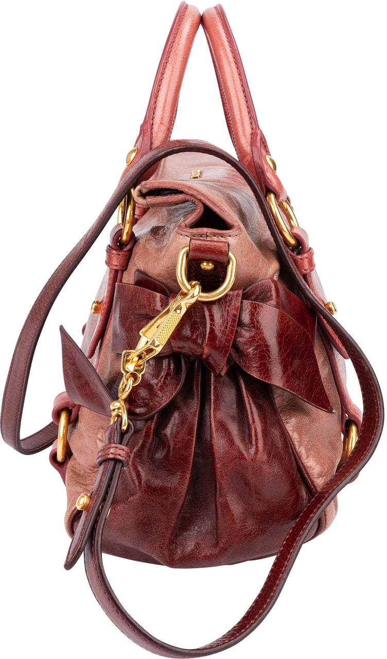 Miu Miu Miu Miu Tricolor Leather City Handbag Roze