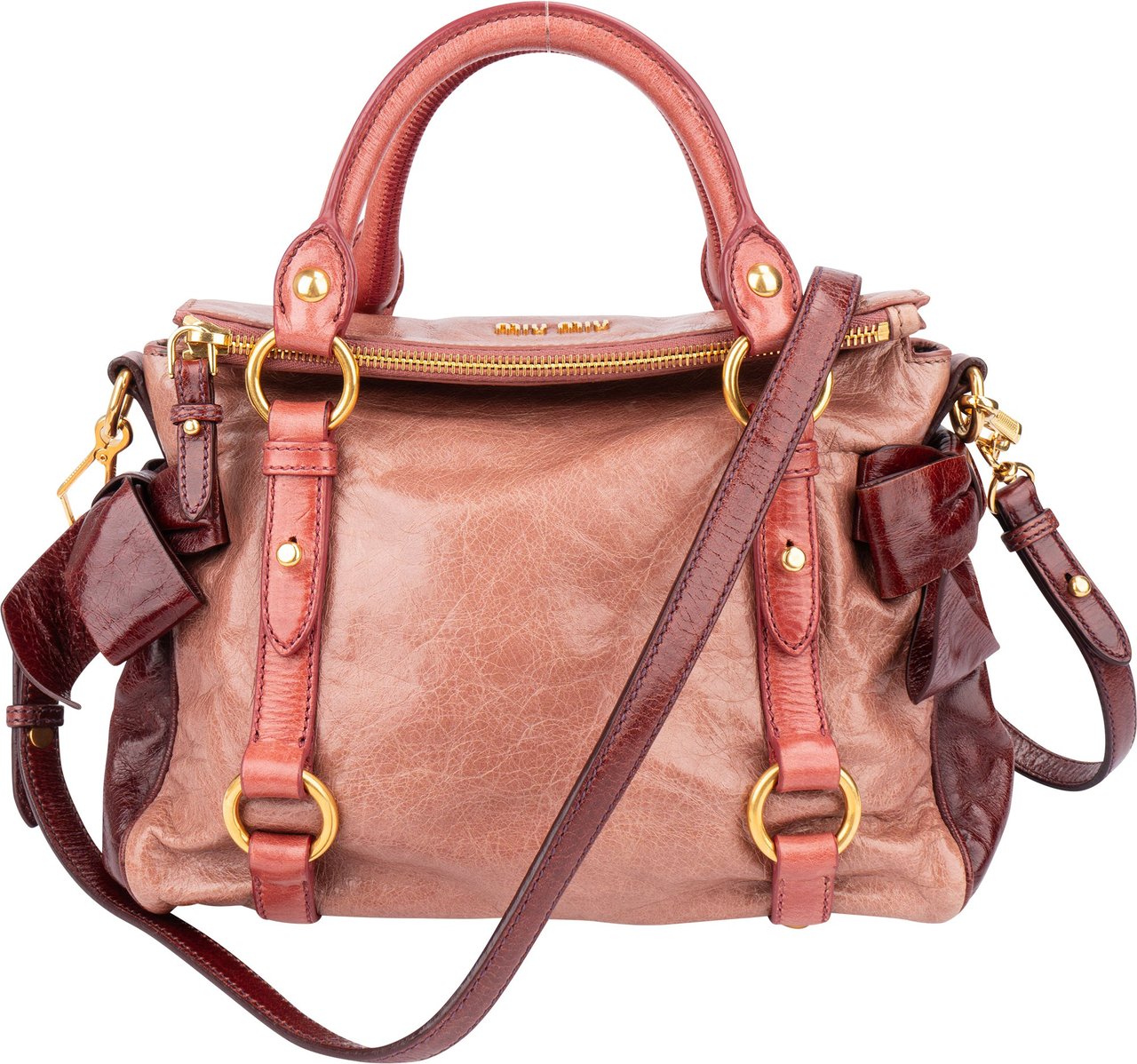Miu Miu Miu Miu Tricolor Leather City Handbag Roze