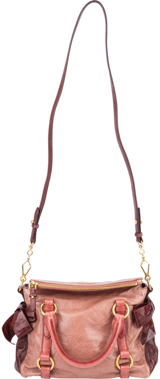 Miu Miu Miu Miu Tricolor Leather City Handbag Roze