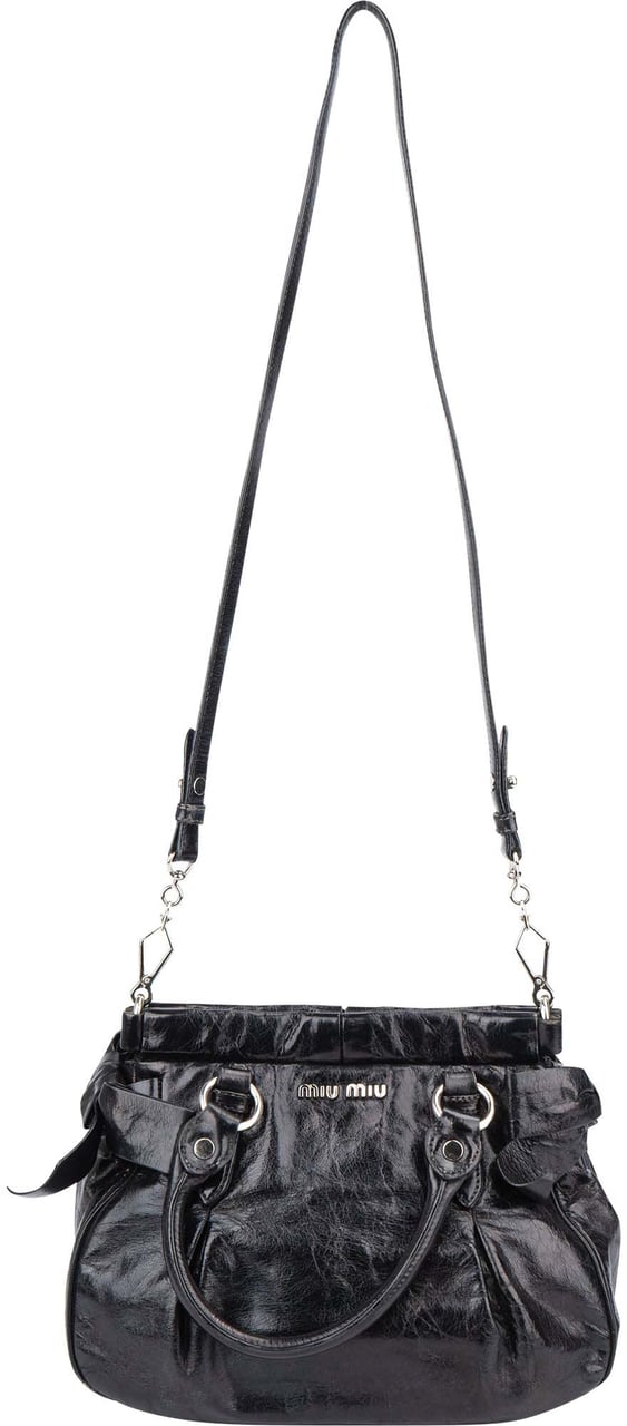 Miu Miu Miu Miu Leather Classic City Handbag Zwart
