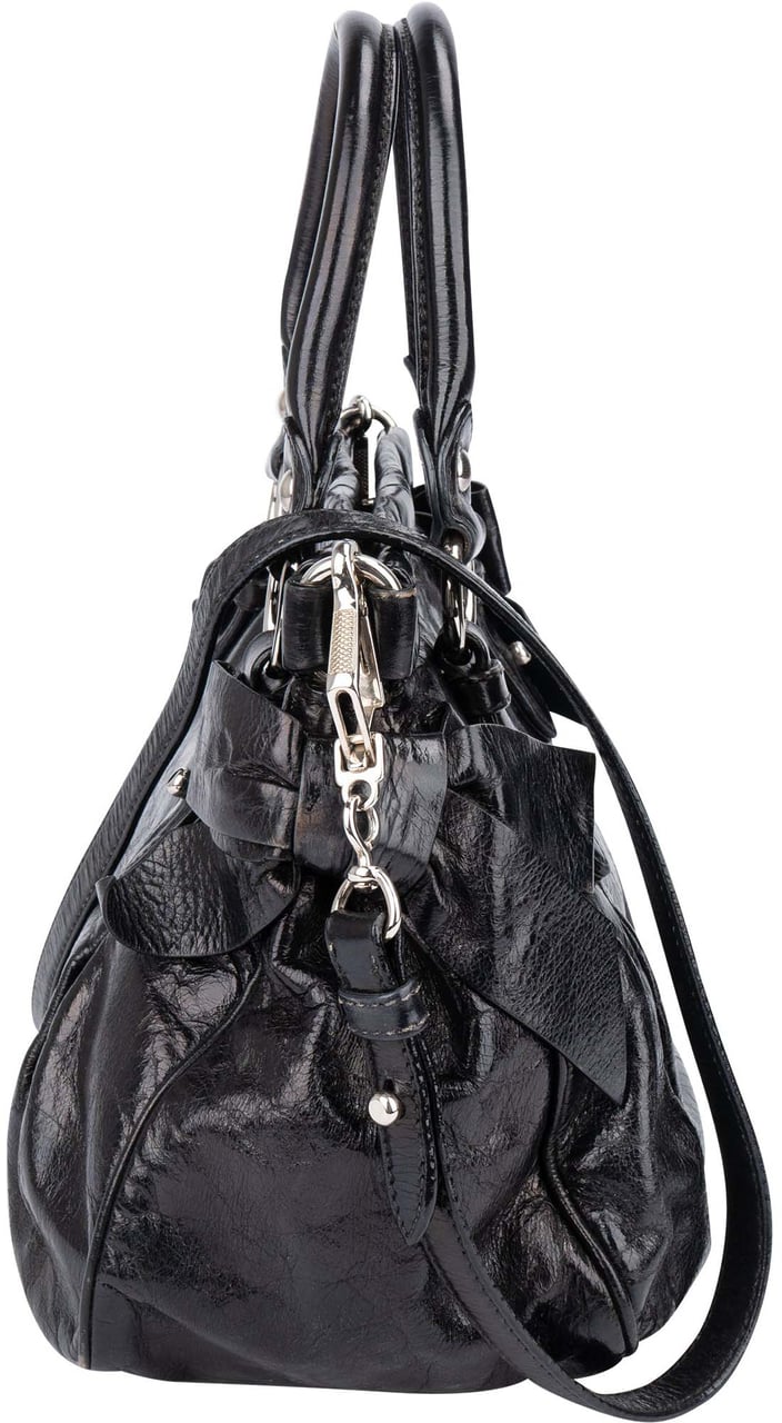 Miu Miu Miu Miu Leather Classic City Handbag Zwart