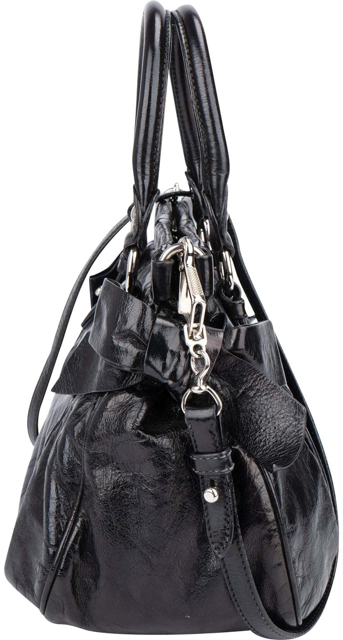Miu Miu Miu Miu Leather Classic City Handbag Zwart