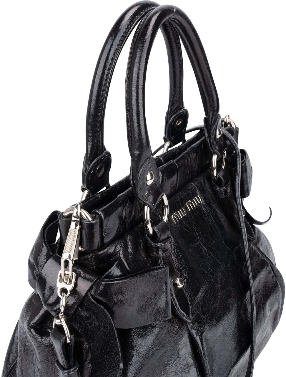 Miu Miu Miu Miu Leather Classic City Handbag Zwart