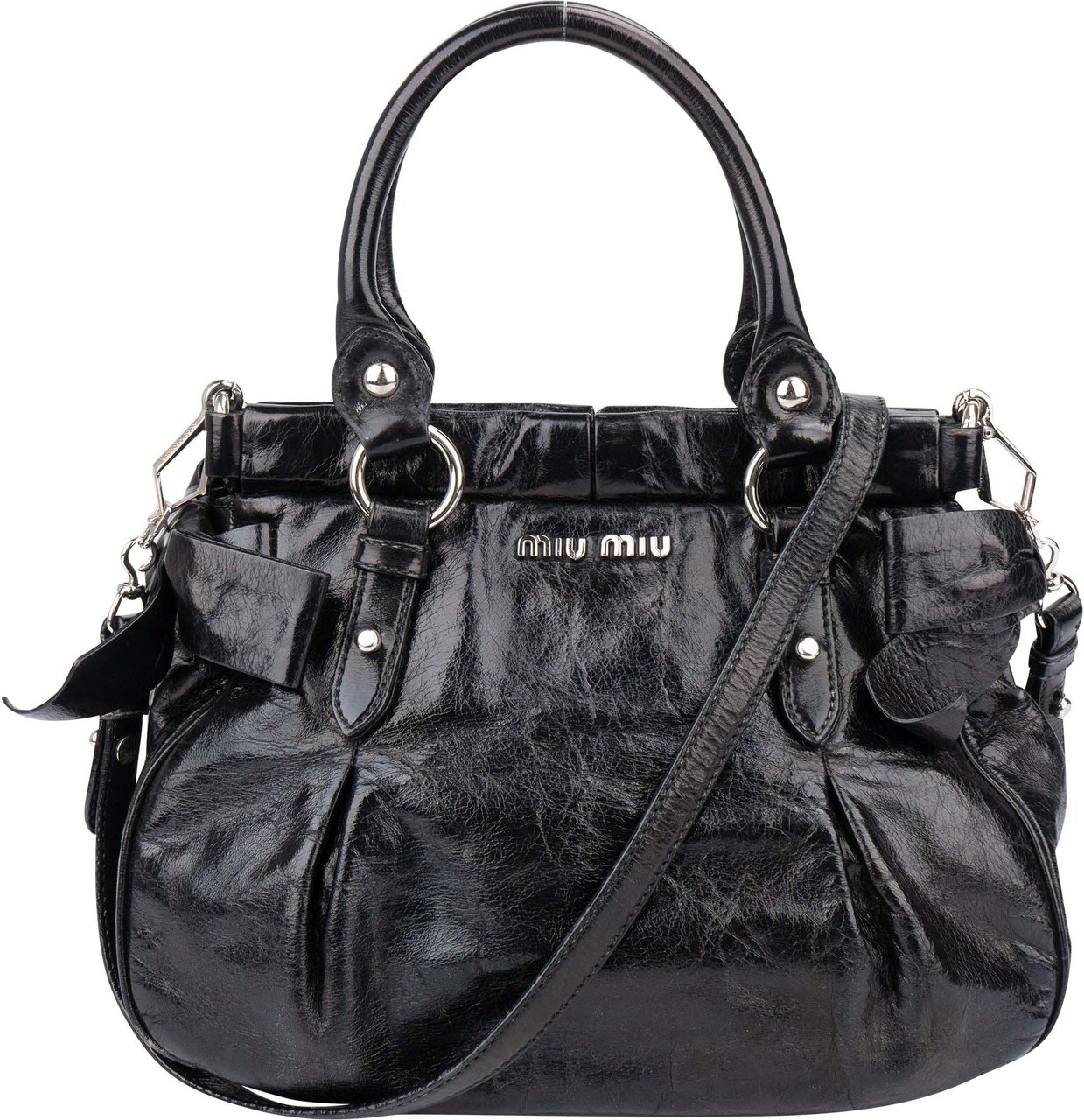 Miu Miu Miu Miu Leather Classic City Handbag Zwart