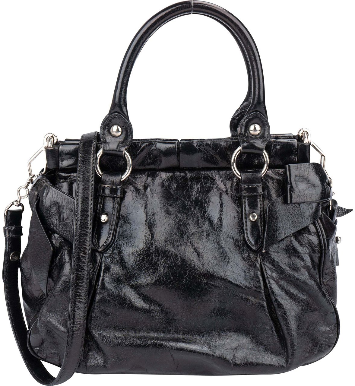 Miu Miu Miu Miu Leather Classic City Handbag Zwart