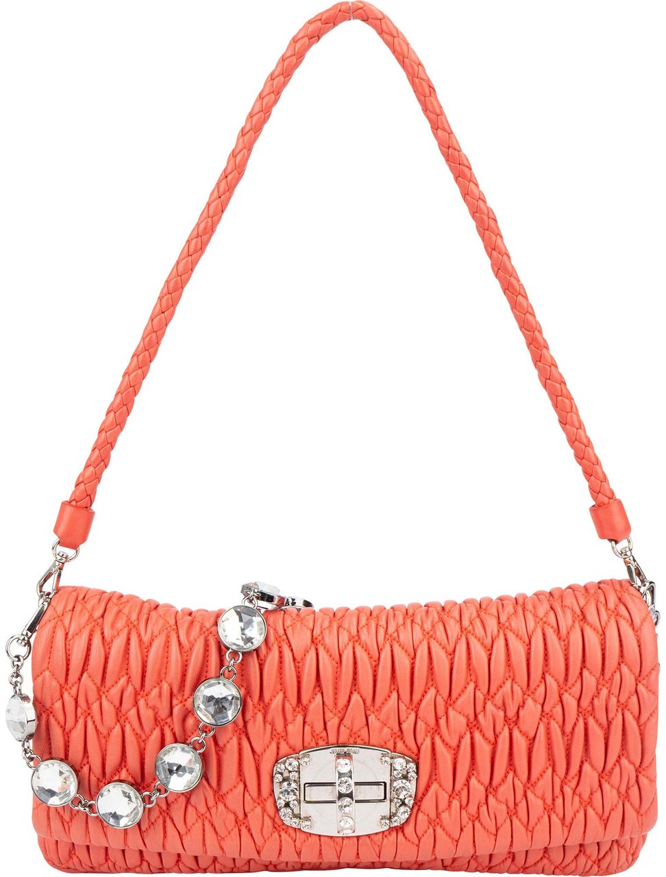 Miu Miu Miu Miu Quilted Leather Crystal Shoulder Bag Rood