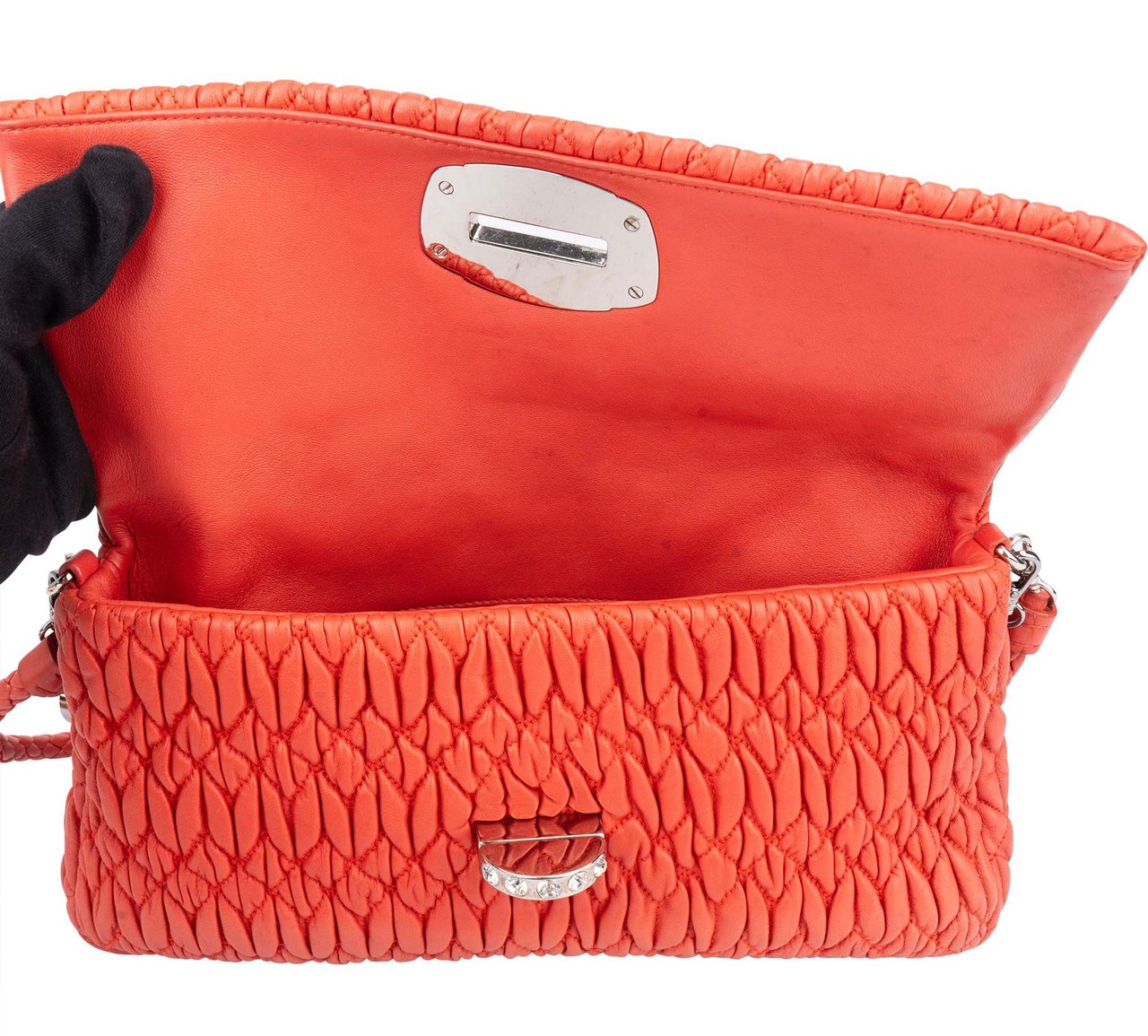 Miu Miu Miu Miu Quilted Leather Crystal Shoulder Bag Rood