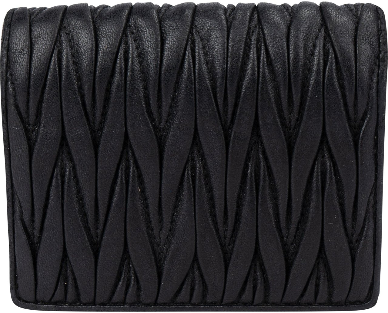 Miu Miu Miu Miu Quilted Leather Crystal Wallet Zwart
