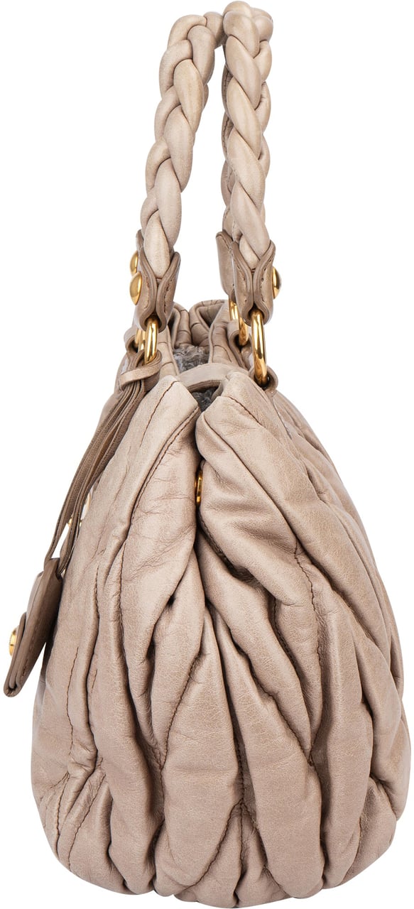 Miu Miu Miu Miu Quilted Leather City Handbag Donkergrijs