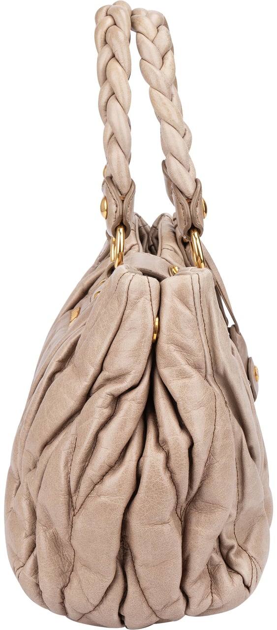 Miu Miu Miu Miu Quilted Leather City Handbag Donkergrijs