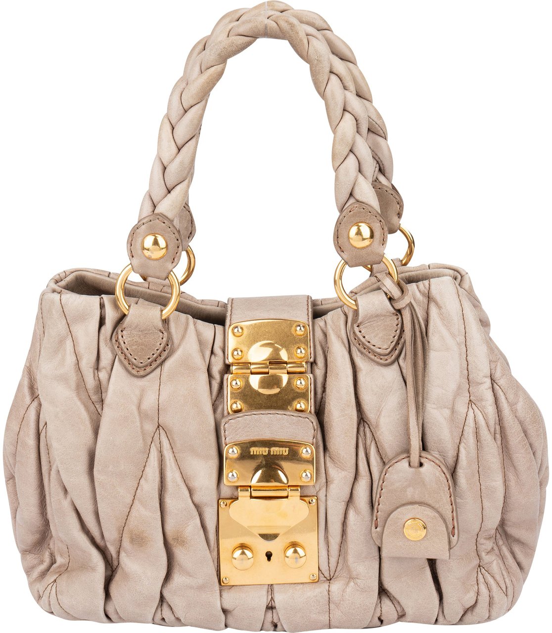 Miu Miu Miu Miu Quilted Leather City Handbag Donkergrijs