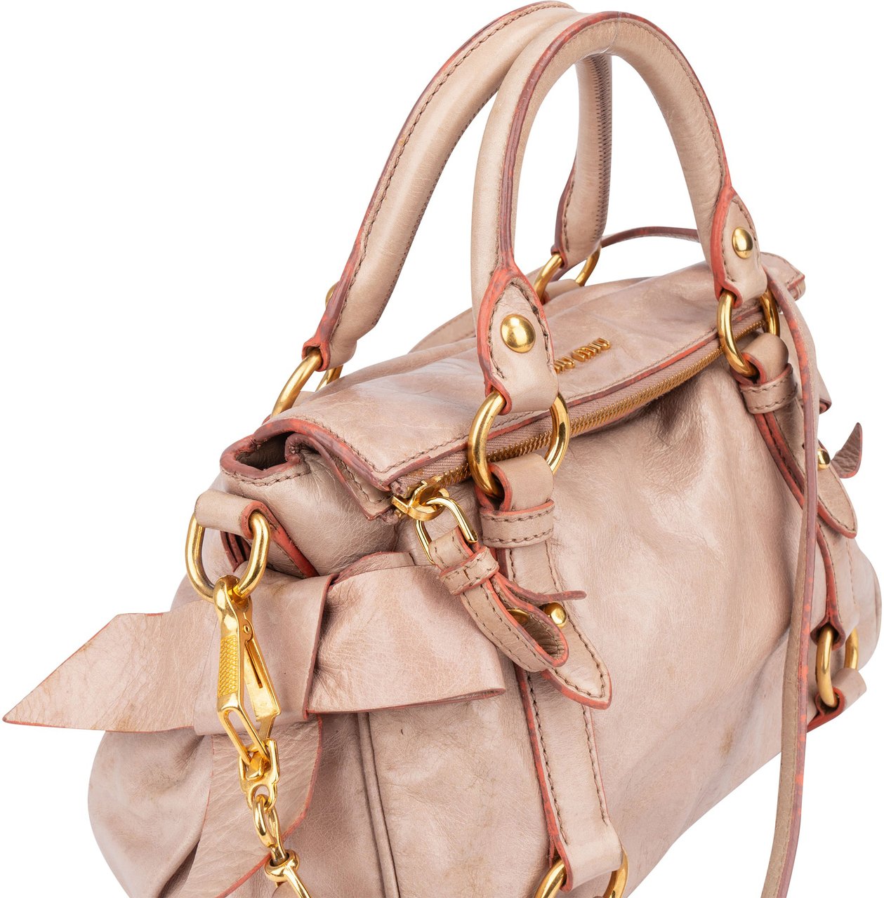 Miu Miu Miu Miu Classic Leather City Handbag Rood