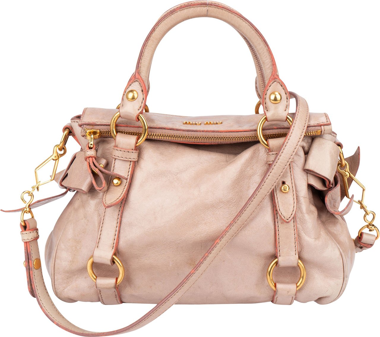 Miu Miu Miu Miu Classic Leather City Handbag Rood