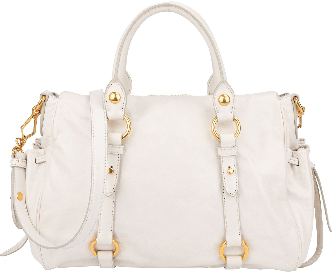 Miu Miu Miu Miu Classic Leather City Handbag Wit