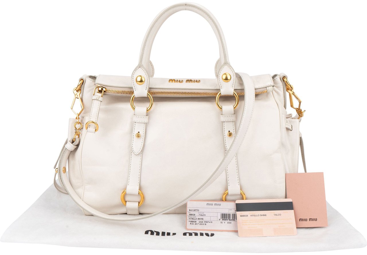 Miu Miu Miu Miu Classic Leather City Handbag Wit