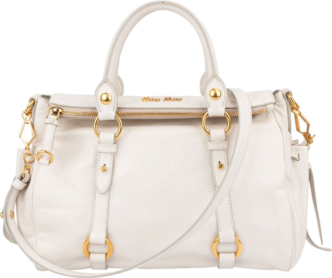 Miu Miu Miu Miu Classic Leather City Handbag Wit